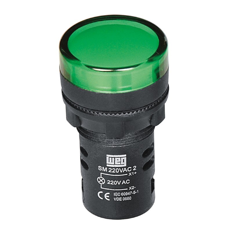 LAMPARA PILOTO LENTE VERDE 110V LED