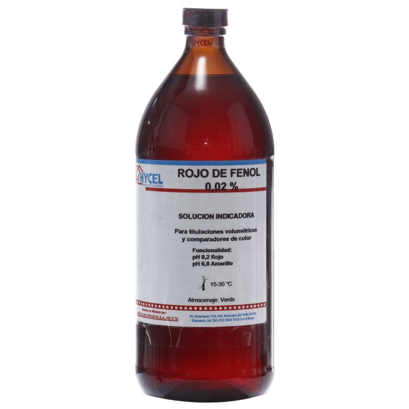 ROJO DE FENOL AL 0.02% 1 LITRO